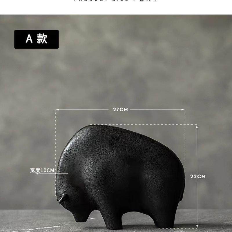 轻奢复古黑色书桌牛工艺品客厅树脂摆件简约创意桌面装饰,家居饰品,装饰摆件,淘宝优惠券,粉丝福利购,淘宝优惠卷