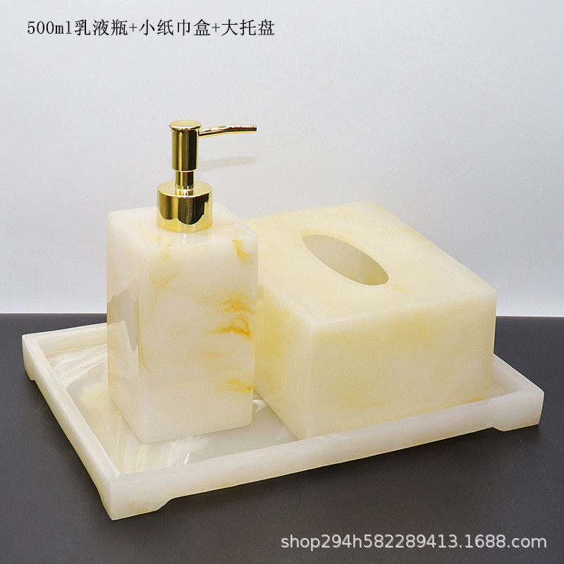 样板房浴室用品套装摆件纸巾盒乳液分装瓶棉签盒卫生间欧式套装