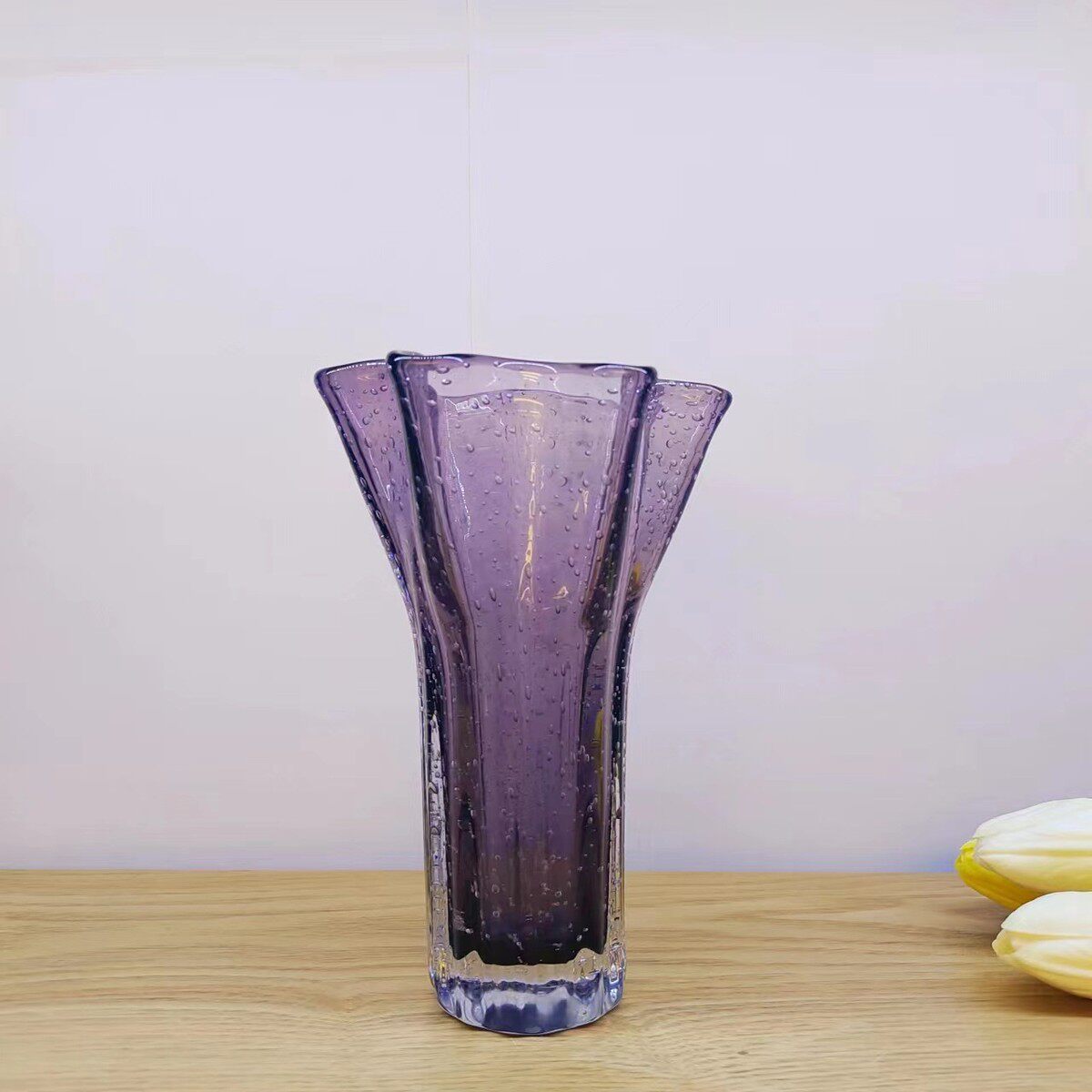 现代简约紫水晶色紫色创意玻璃花瓶水培容器花插玻璃饰品白菜摆件