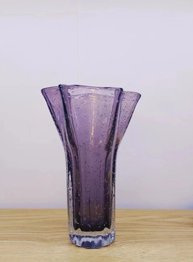 现代简约紫水晶色紫色玻璃花瓶白菜摆件水培容器花插玻璃饰品创意