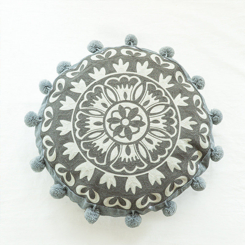 摩洛哥民族靠枕沙发圆形手工刺绣客厅装饰印度东南亚风飘窗抱枕套,居家布艺,靠垫/抱枕,淘宝优惠券,粉丝福利购,淘宝优惠卷