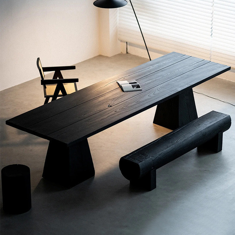 热销白蜡木碳化黑色板木板实木餐桌茶桌茶台桌面板实木板原木大板