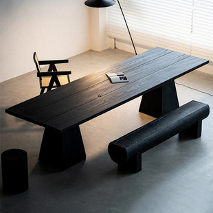 热销白蜡木碳化黑色板木板实木餐桌茶桌茶台桌面板实木板原木大板