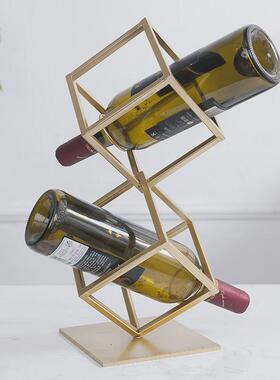 红酒架摆件简约菱形酒格展示格子架酒柜金属方格家用酒店装饰