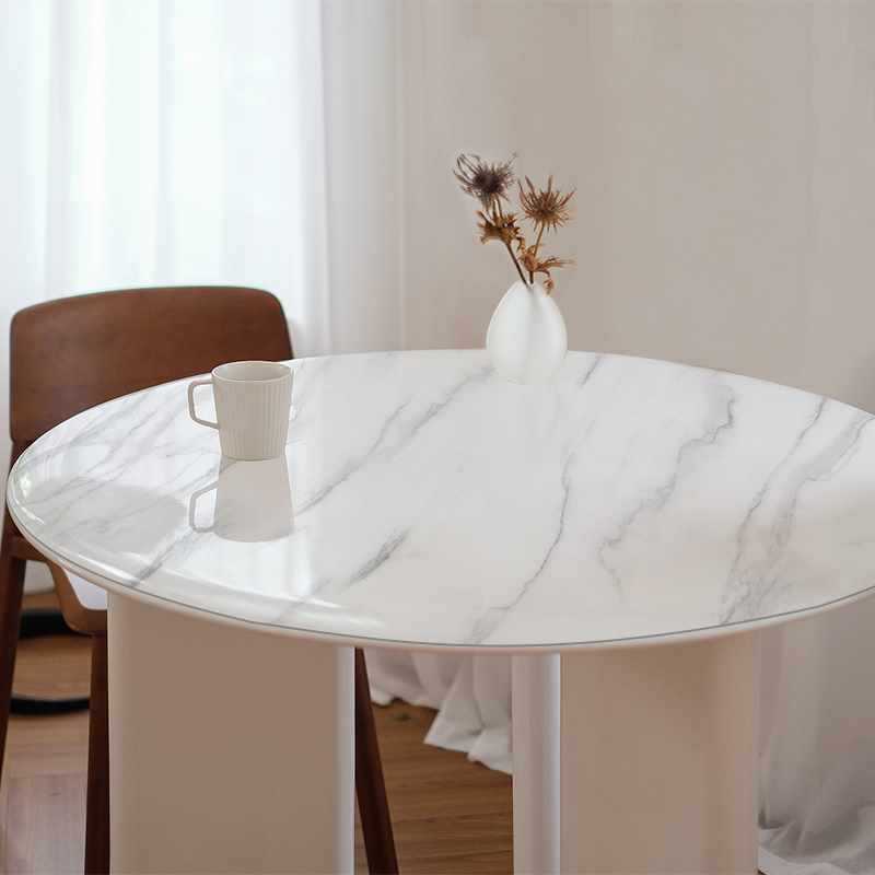 ke3c纯大理石图案防烫圆桌布防水防油pvc免洗台布圆形茶几餐桌垫