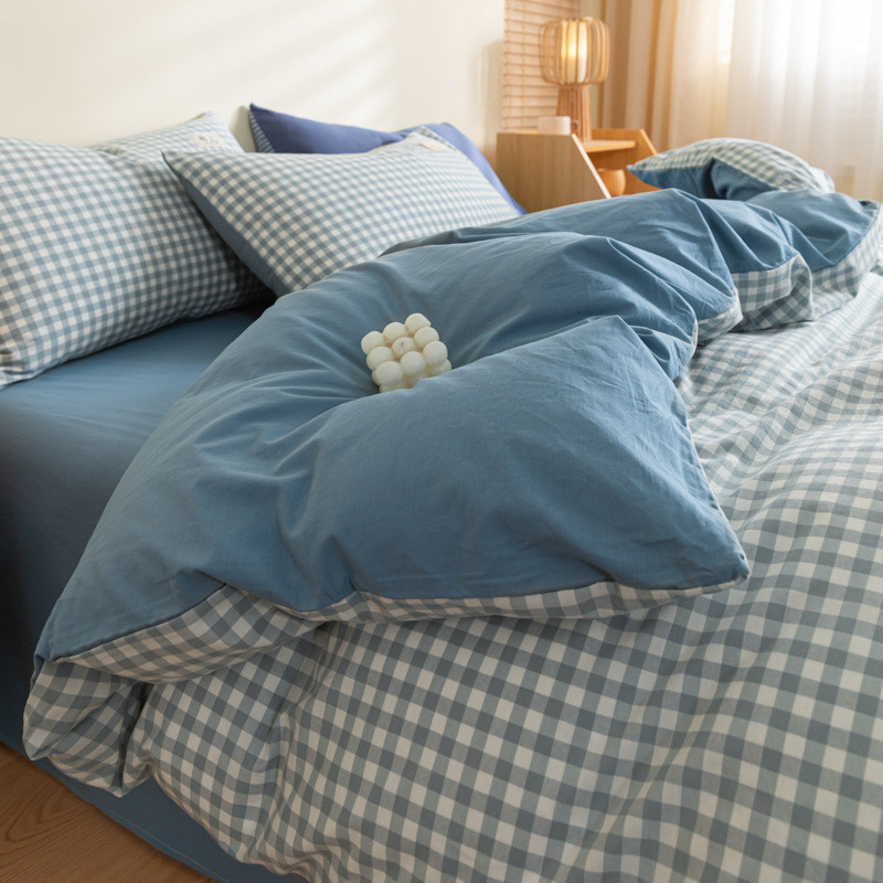 棉被套水洗棉四件套学生宿舍床上三件套床单床笠款床垫裸睡
