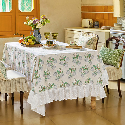 78n78n蜡笔派台布洛塔桌布英式复古玫瑰荷叶边防水多氛围感餐桌盖