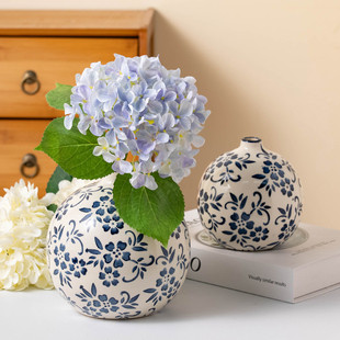 饰品中式 青花瓷花瓶插花客厅摆件中古陶瓷复古家居装 酒柜水培花器