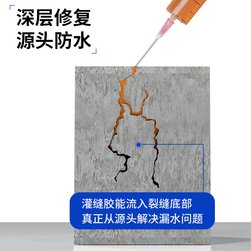 混凝土裂缝修补剂补楼顶填缝胶水水泥屋顶地面专用防水裂纹灌缝胶