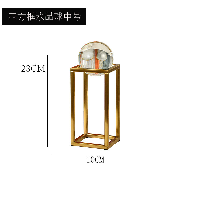 美式水晶球摆件金属创意摆件办公室样板间装饰品书房现代摆饰
