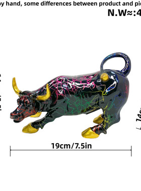 渐变华尔街牛潮流摆件树脂家居工艺品桌面酒柜展厅牛气冲天装饰品