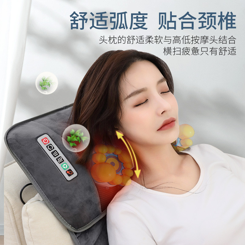 热销按摩床垫跨境振动颈部震动多功能家用腰部气囊热敷背部靠垫按