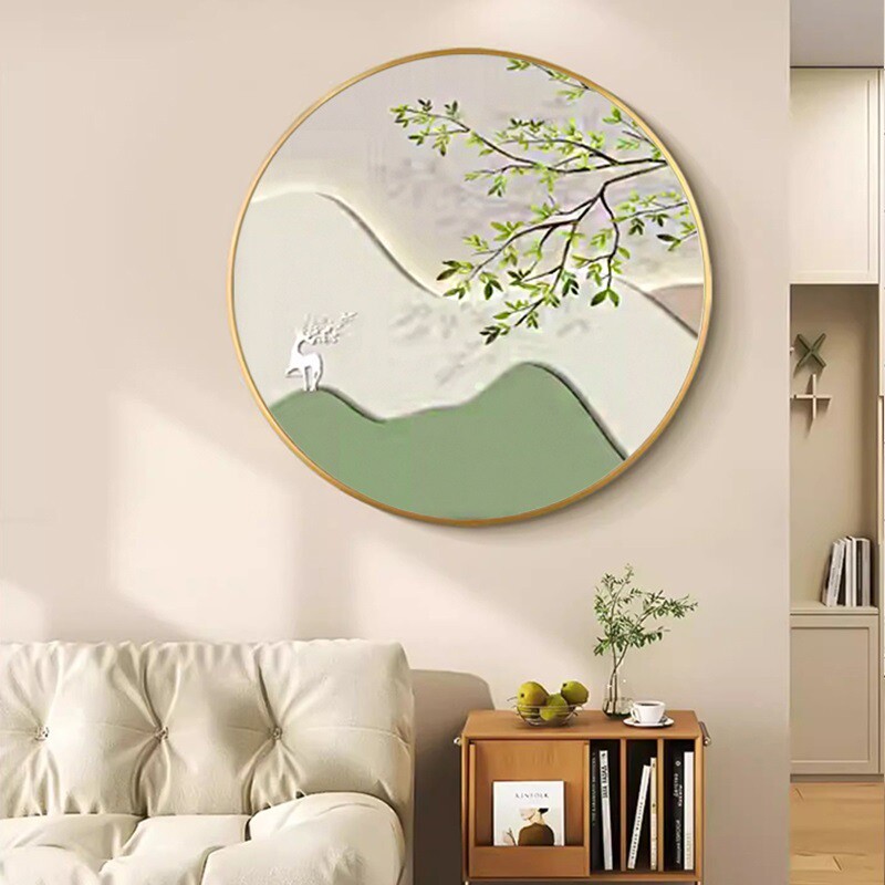 奶油风圆形玄关装饰画现代简约小清新走廊墙客厅餐厅床头挂画过道