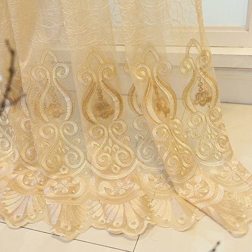 of9d2023奢华定制新款欧式简约现代窗帘遮光绣花纱帘落地客厅卧