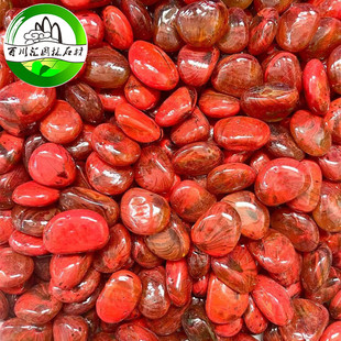 炫雨花石玻璃雨花石鹅卵石红色彩琉璃石按摩路面装饰石现货批发