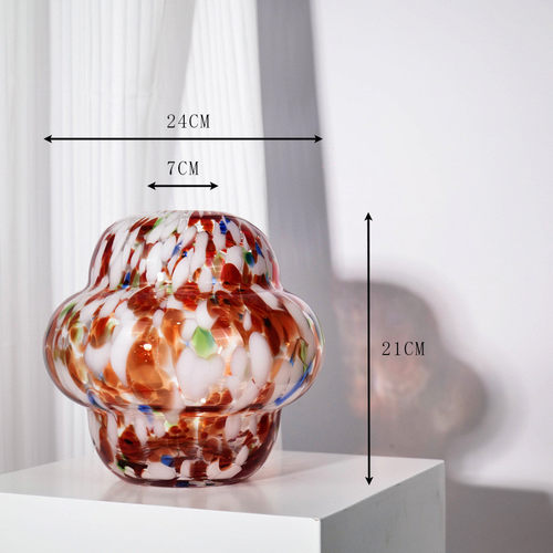 中软复古多色斑点玻璃花瓶客餐厅电视柜玄关插花水培古风装饰摆件