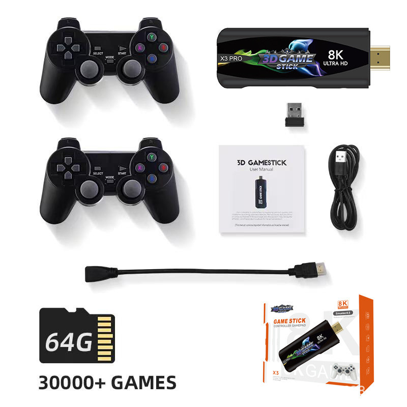 爆款X3PRO家用游戏机4K高清HDMI无线手柄双人街机复古游戏机