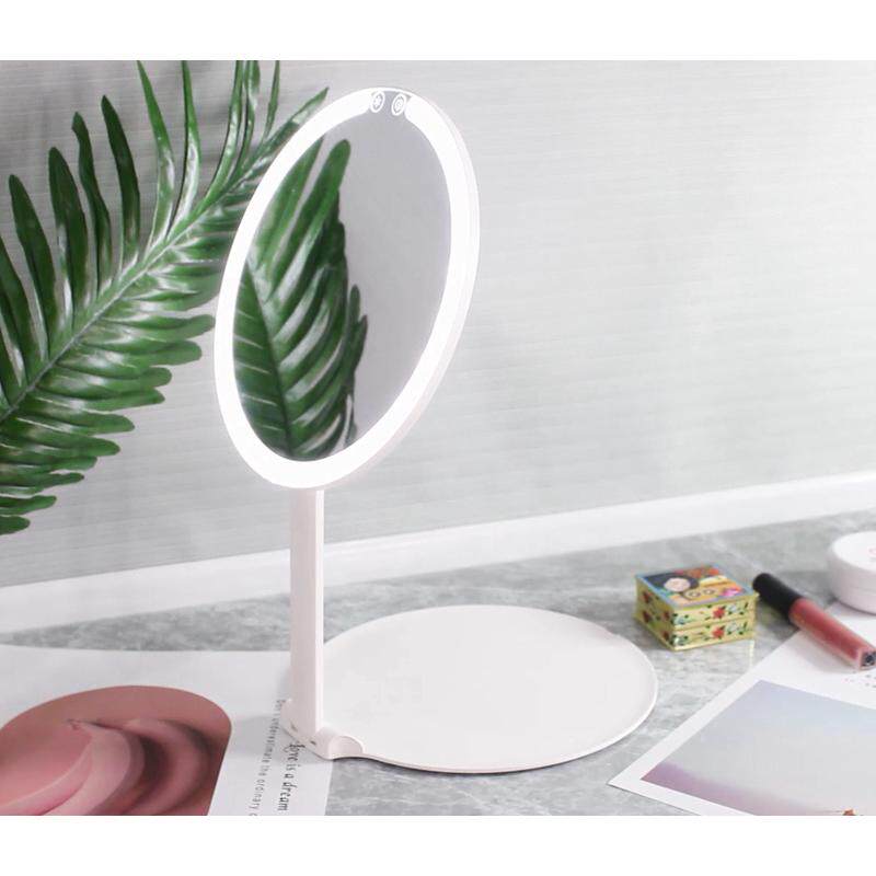 圆形轻薄旅行镜便携式led化妆镜子充电款梳妆镜美妆镜3色灯