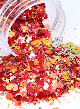 变色龙款美甲热亮片ins六边形混合闪粉diy流麻金葱粉闪片1斤