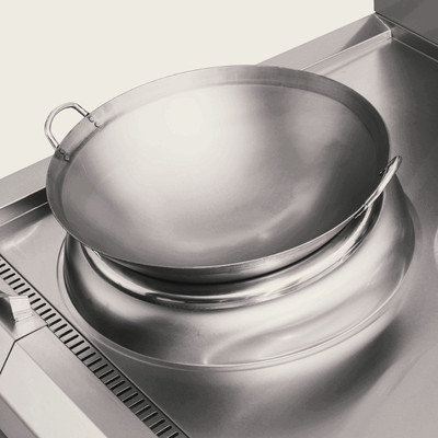 凹面商用电磁炉专用锅酒店炒菜锅50CM60CM电磁灶双耳不锈钢炒铁锅