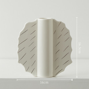 家居陶瓷花瓶摆件客厅民宿哑光扇形花插电视柜中古高级感花瓶