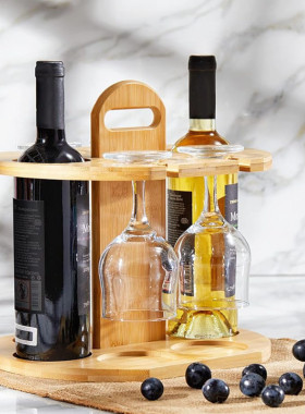 竹木红酒架倒挂竹制创意置物悬挂收纳高脚水杯沥水杯架