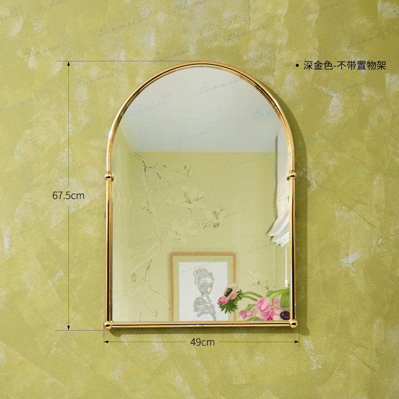 出口边框拱形复古浴室镜子铜美式法式卫生间化妆镜英新款