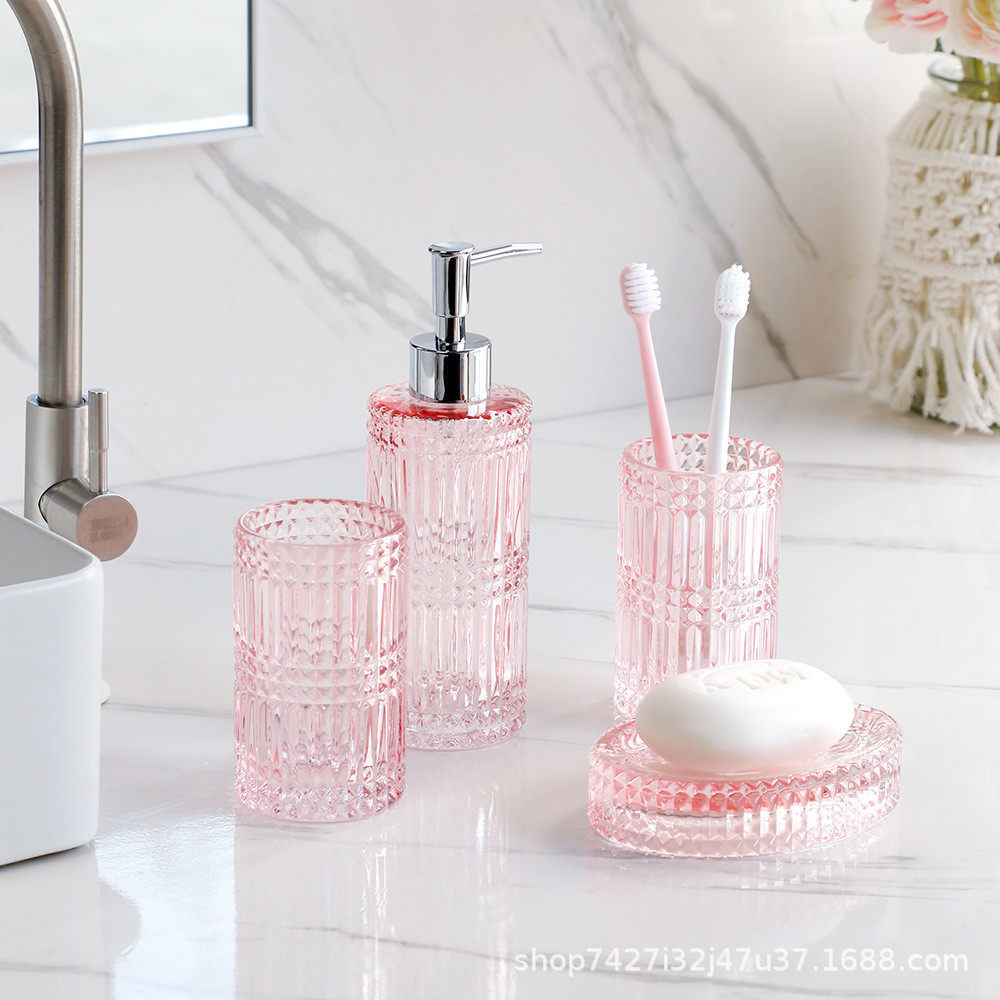 卫生间乳液肥皂碟漱口杯玻璃瓶四件套简约情侣家用洗漱套装用品厂,家装主材,卫浴五金组合套装/挂件套餐,淘宝优惠券,粉丝福利购,淘宝优惠卷