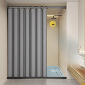 浴帘套装 浴室加厚防水防霉帘卫生间干湿分离隔断帘子免打孔淋浴帘