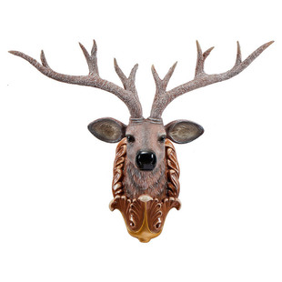 新中式鹿头装饰挂件创意客厅玄关电视背景墙壁挂厂家树脂工艺壁饰