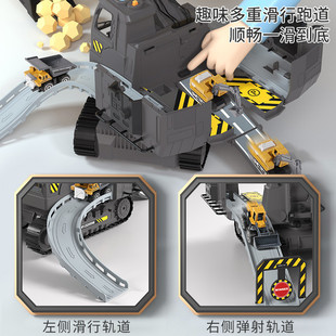 男孩 QGSO儿童挖掘机玩具车大号吊车挖土机合金汽车大型工程车套装