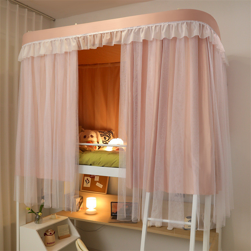 新款加密学生宿舍u型轨道蚊帐加厚单人寝室上下铺遮光床帘0.9m1.0