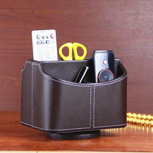 360度旋转收纳盒皮革组织者桌面收纳盒眉刷化妆笔收纳手机储物盒