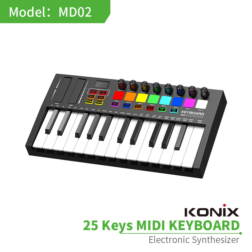 25键MIDI键盘专业电音迷笛控制器智能便携编曲打击垫键盘