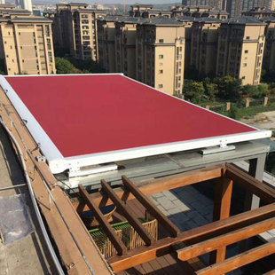 隔热帘阳光房别墅遮阳棚电动遥控轨道遮光玻璃伸缩篷庭院户外天幕