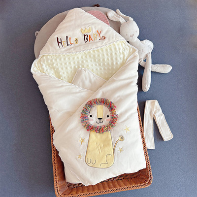 婴幼儿秋冬加厚豆豆绒抱毯新生儿包被春秋薄宝宝可拆卸脱内胆抱被