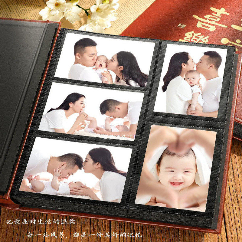 热销6寸1000张相册本大容量家庭收纳插页式纪念册情侣相簿皮质影