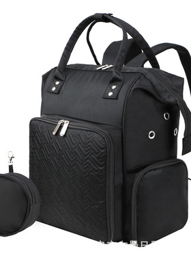 拼色双肩毛线钩针收纳包旅行紫色便携大容量户外灰牛津布包