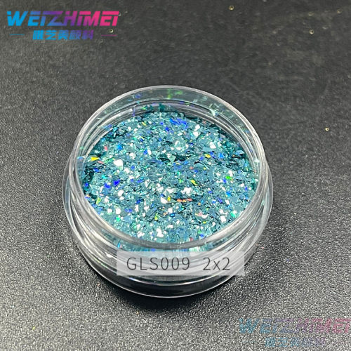 现货批发粉高亮镭射金葱粉碎片2*2不规则碎片闪粉美甲流沙耐溶剂