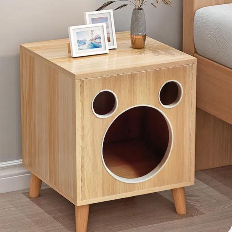 热销猫窝床头柜小柜子人猫简约床原木色一体边柜小型多功能猫舍储