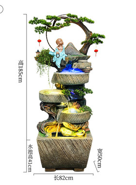 中式禅意水系流水摆件招财鱼池造景阳台庭院石臼装饰假山喷泉景观