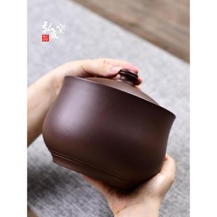 3t23批发宜兴原矿紫砂茶叶罐泥紫家用手工大号密封储存罐一斤普洱