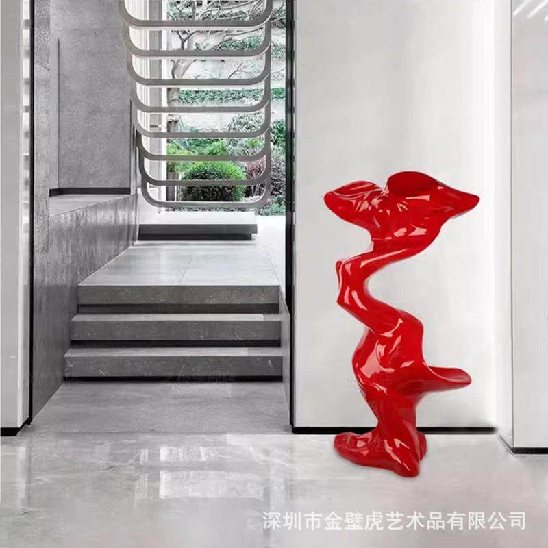创意面具落地天使摆件喜庆热烈红色落地雕塑台面现代抽象艺术品