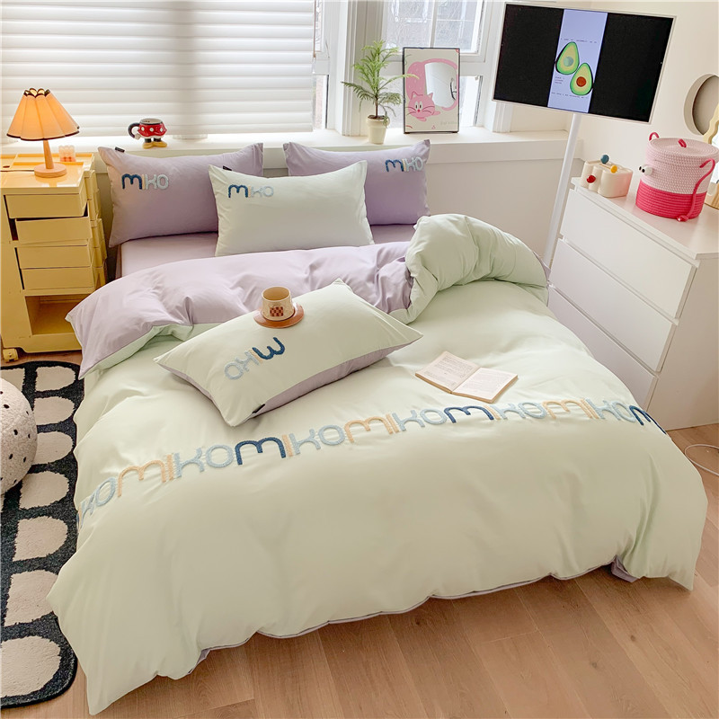 ins风礼品轻奢刺绣亲肤棉床单被套宿舍三件套床上四件套套件批发