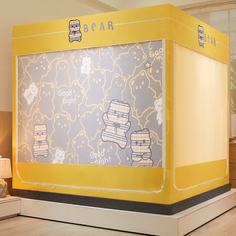 56pc防摔蚊帐全包蒙古包加粗加厚家用底宝遮光防尘顶布拉链双人床