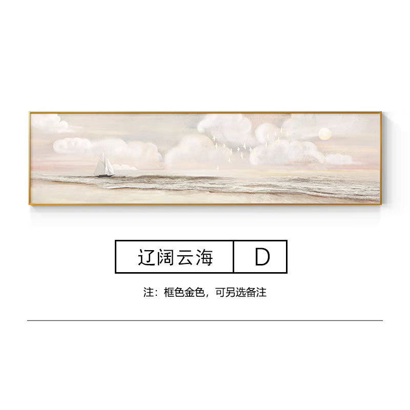 简约现代床头挂画主卧卧室装饰画抽象大气海边帆船横幅壁画客厅画