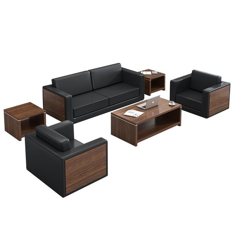 热销办公沙发茶几组合广州时尚大气商务老板皮质会客接待办公室沙