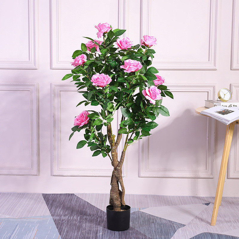厂家批发仿真植物盆栽牡丹玫瑰花假花客厅落地装饰品室内植物盆景