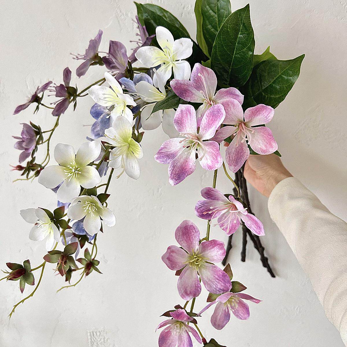 3D打印垂丝茉莉仿真花绢花海棠花假花家居室内造景装饰花摄影道具图片