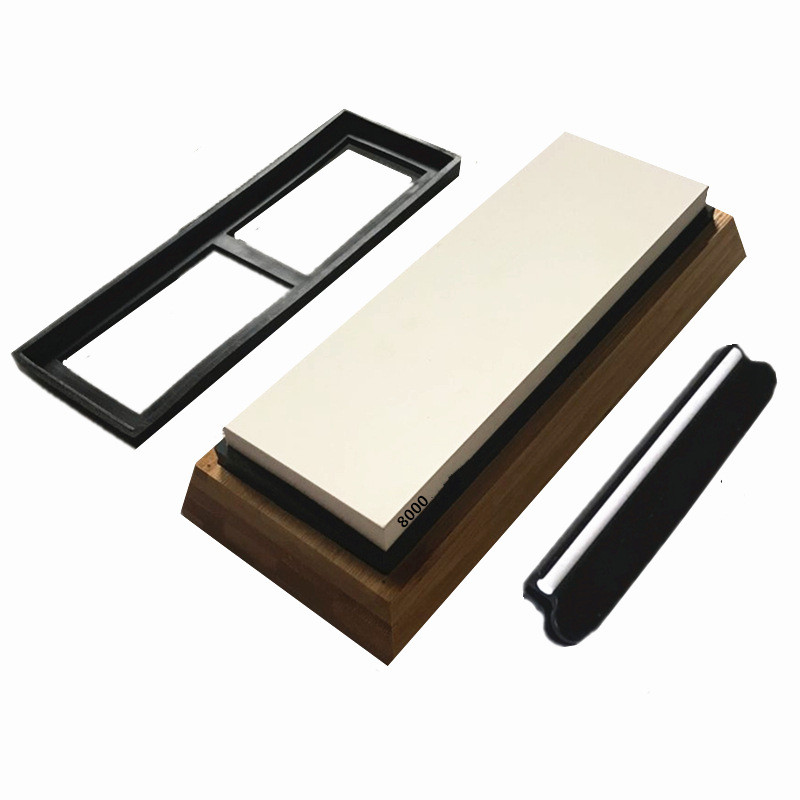 锐和牌货源磨刀石白刚玉油石家用带木工精磨砥石磨石竹底座